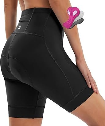 Padded Bike Shorts Women 4D Padding Cycling Shorts with Pocket Road Mountain Ride Womens Biking Bicycle Biker Shorts