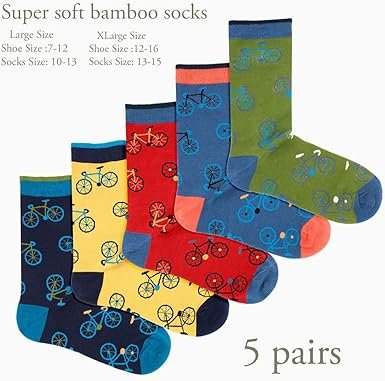 Mens Bamboo Mid-Calf Cycling Sports and Dress Socks for Men Sock