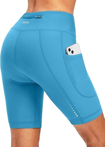 Women 4D Padded Bike Shorts Cycling Riding Road Biking Bicycle Cycle Shorts for Women Zipper Pockets