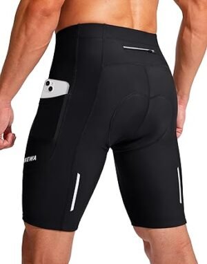Men Bike Shorts 3D Padded Cycling Road Biking Mountain Riding Biker Bicycle UPF 50 Cycle Shorts Zipper Pockets